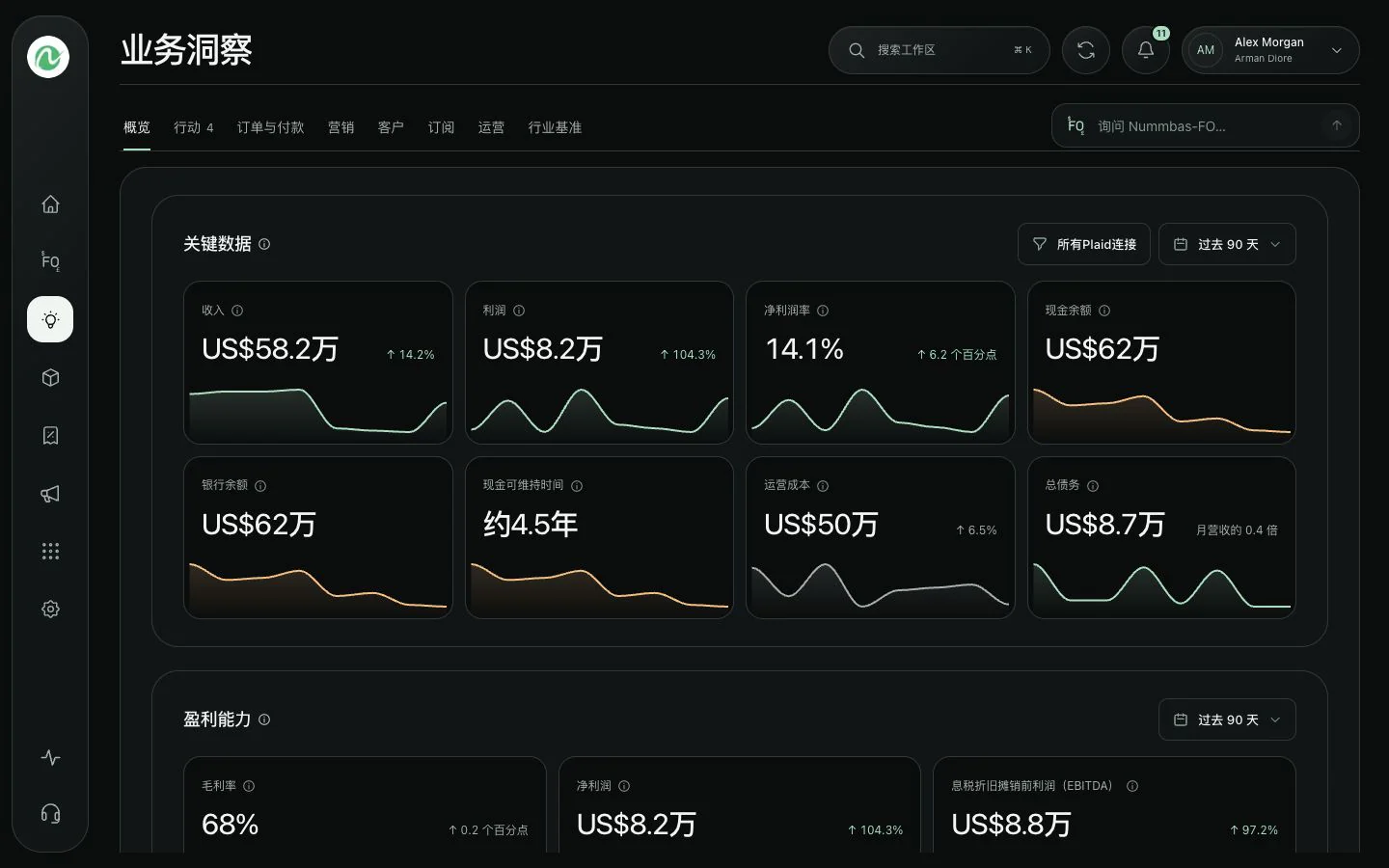 Nummbas业务洞察报告展示了财务业绩和关键数据